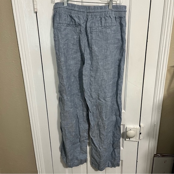 Athleta Retreat Linen Wide Leg Pants Chambray Blue Size 8 R2 - Picture 7 of 8